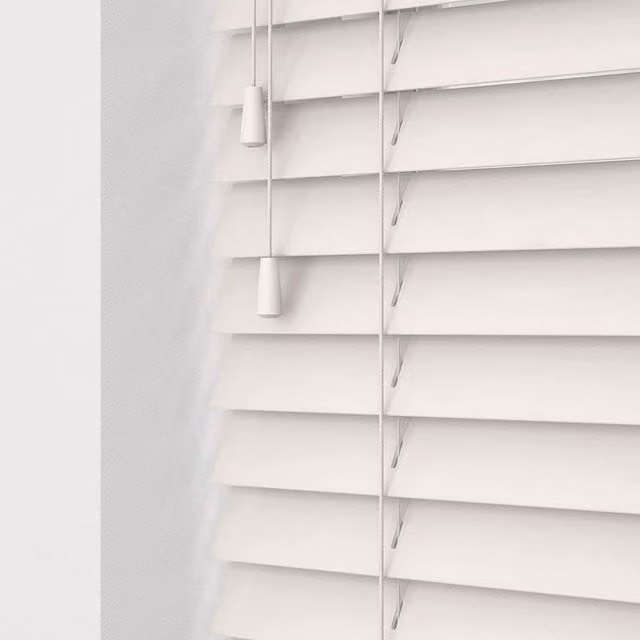 NewEdgeBlinds Wooden Venetian Blinds with Cord in White, Width: 195 cm
