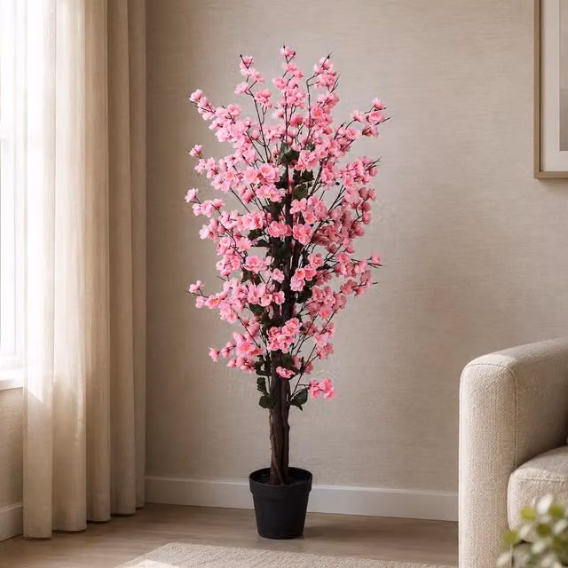 Leaf Design UK Pink Artificial Blossom Tabletop Tree, H 120 x W 40 x D 40 cm – 2