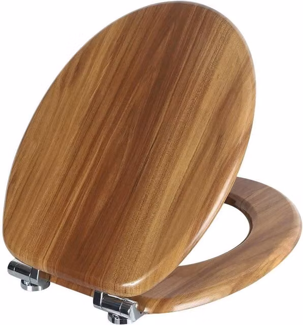 Kelvenix Universal Soft Close Oval Toilet Seat in Natural MDF, W: 52 cm, L: 100 cm