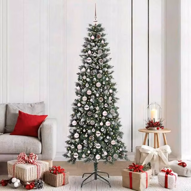 Berkfield Home Artificial Christmas Tree with 300 LEDs, Green, W/D/H: 86 x 86 x 210 cm