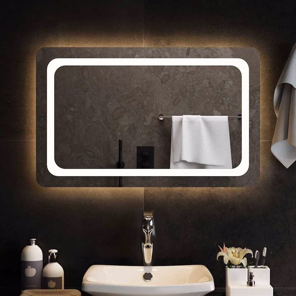 Berkfield Home LED Bathroom Mirror in Clear, W: 80 cm, H: 50 cm – 2