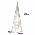 Marco Paul Wooden Obelisk Support in Sage and Beige, H 190 cm x W 40 cm x D 40 cm – 5