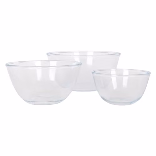 Harbour Housewares Glass Nesting Mixing Bowl Set of 3, Transparent – 1