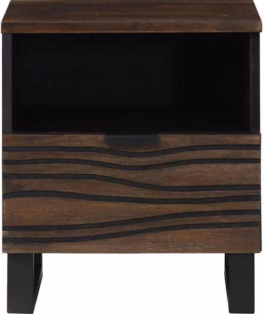 Berkfield Home Traditional Bedside Cabinet, Solid Mango Wood, Brown, W/D/H: 40 x 33 x 46 cm – 1