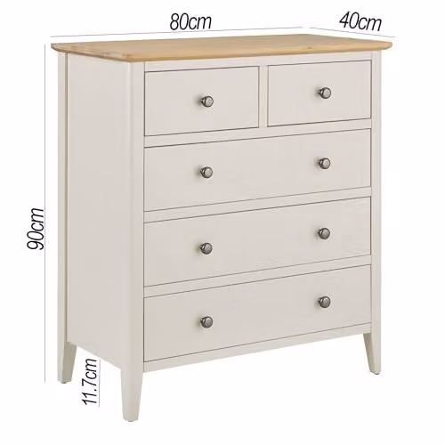 Statement Furniture Pembroke 2 over 3 Chest of Drawers in Oak, W80cm, D40cm, H90cm – 2