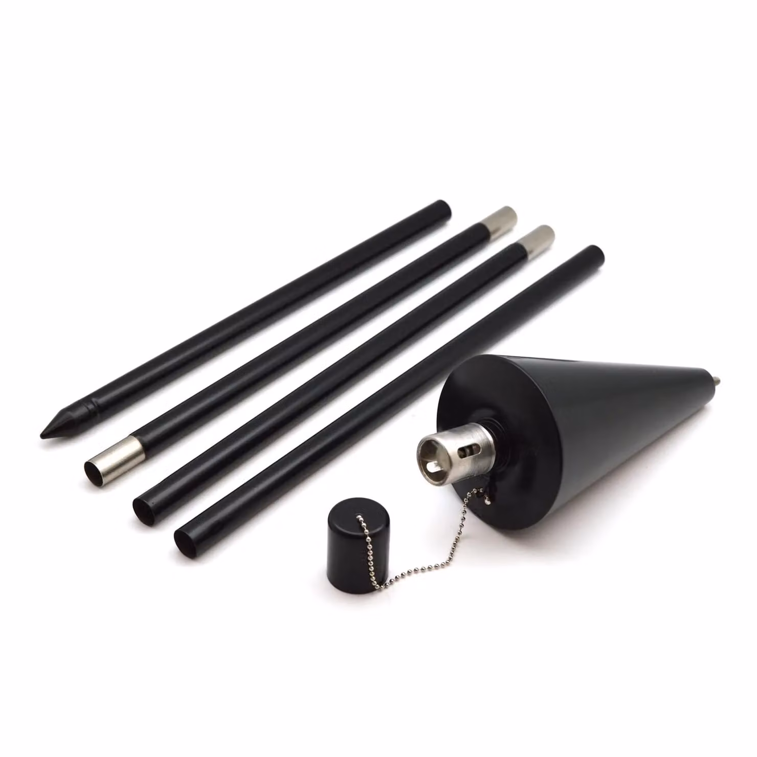 Harbour Housewares Set of 12 Black Metal Cone Tiki Garden Flame Torches with Ground Spike – 4