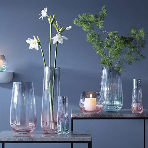 LSA International Dusk Handblown Glass Vase in Pink and Grey, Height: 28 cm – 2