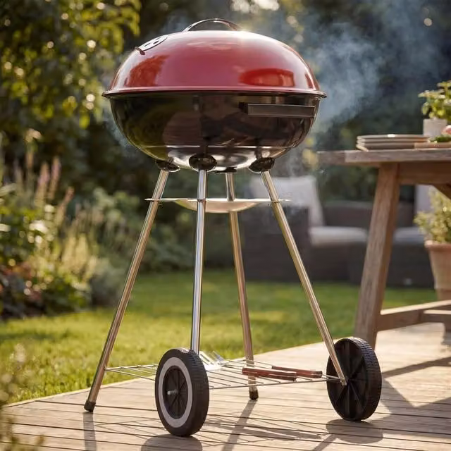 SPETLEK Portable Round Charcoal Kettle BBQ in Red and Black – 1