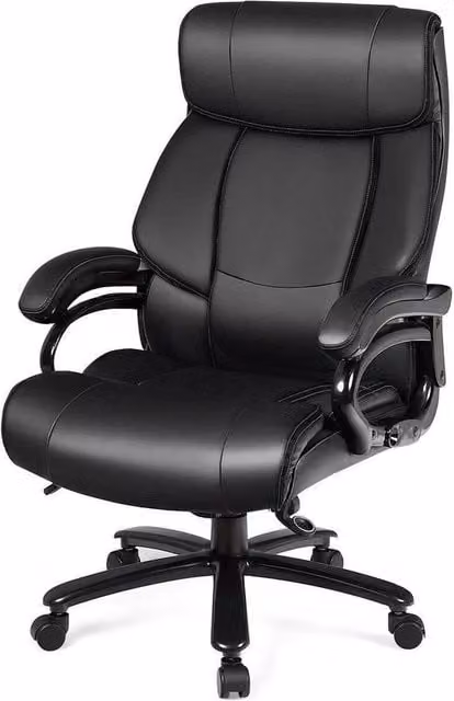 EONLION Black Synthetic Leather Executive Swivel Office Chair with Headrest and Armrests – 1