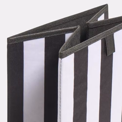 OHS Set of 2 Stripe Print Fabric Cube Storage Boxes in Black and White, W/D/H: 27.0 x 27.0 x 27.0 cm – 5