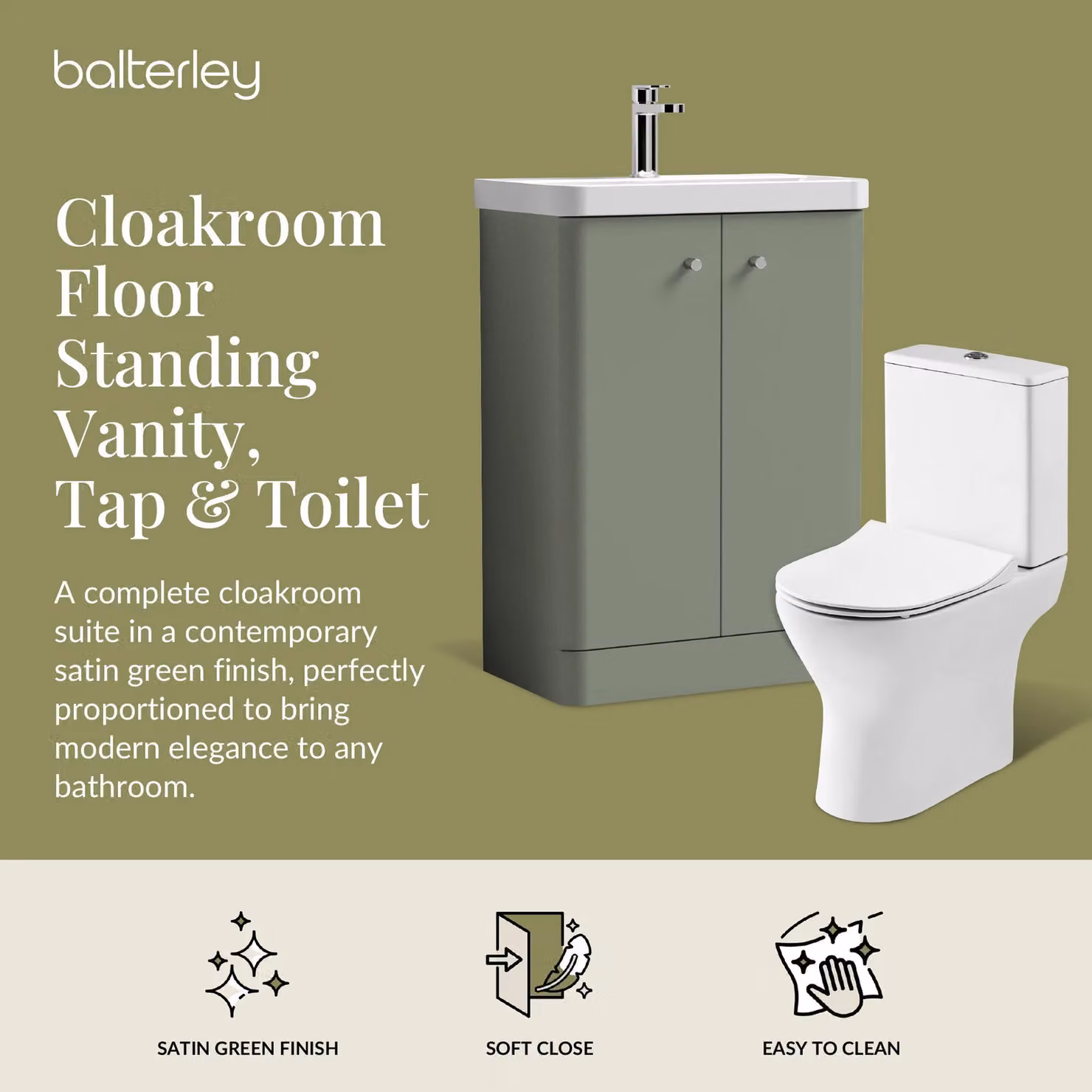 Balterley Green 2 Door Freestanding Bathroom Vanity Unit with Soft Close Doors – 2