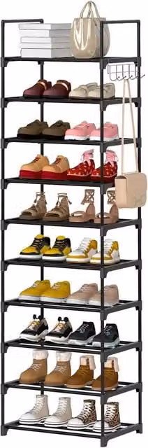 Nordara 10 Tier Metal Shoe Rack Tall Storage Organiser in Black – 1