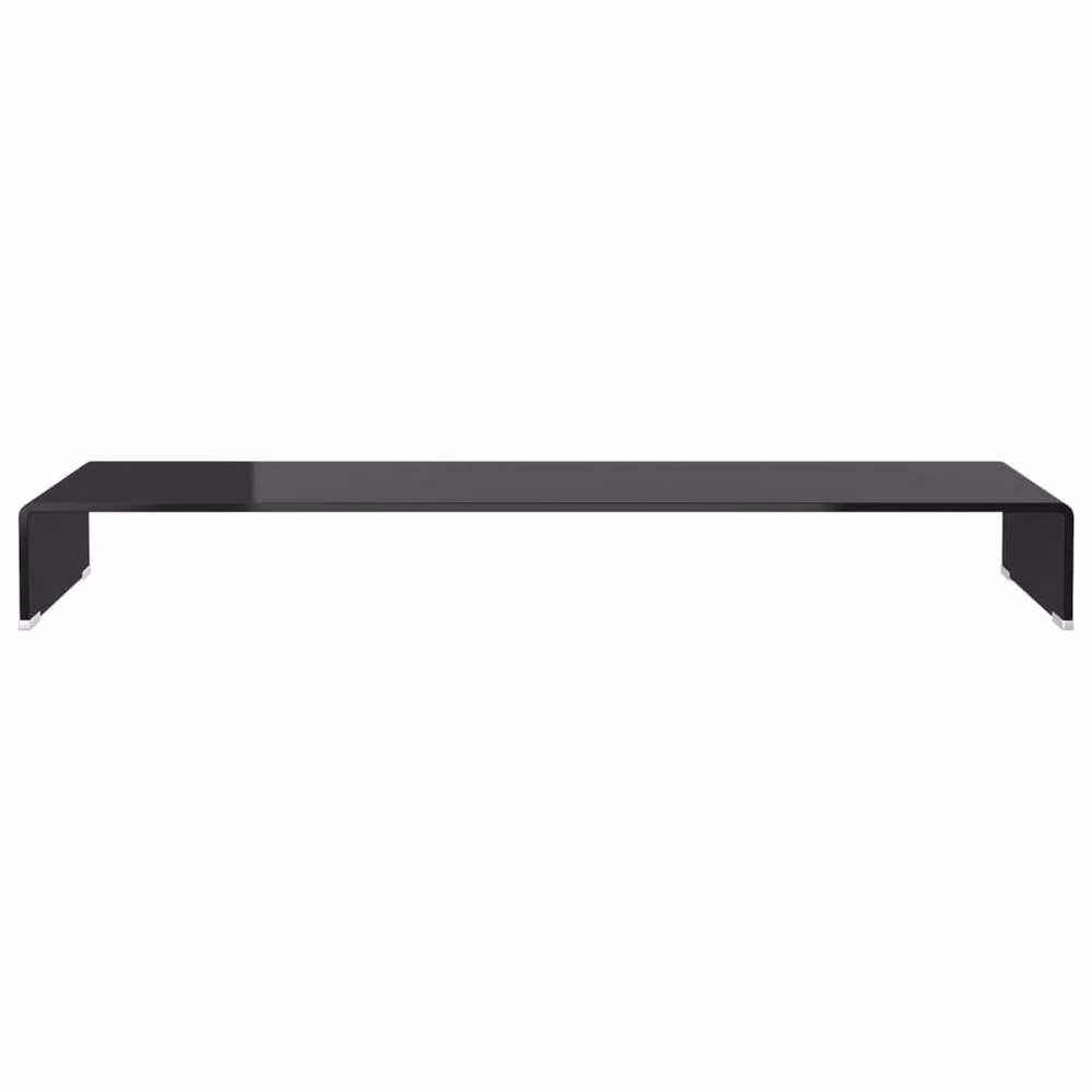 Berkfield Home Black Glass TV Stand and Monitor Riser, W/D/H: 110 x 30 x 13 cm – 3