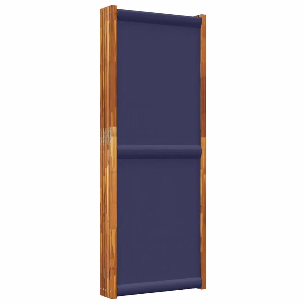 Berkfield Home Beautiful 5-Panel Room Divider in Navy Blue Acacia Wood and Textilene, W: 350 cm, H: 180 cm – 4