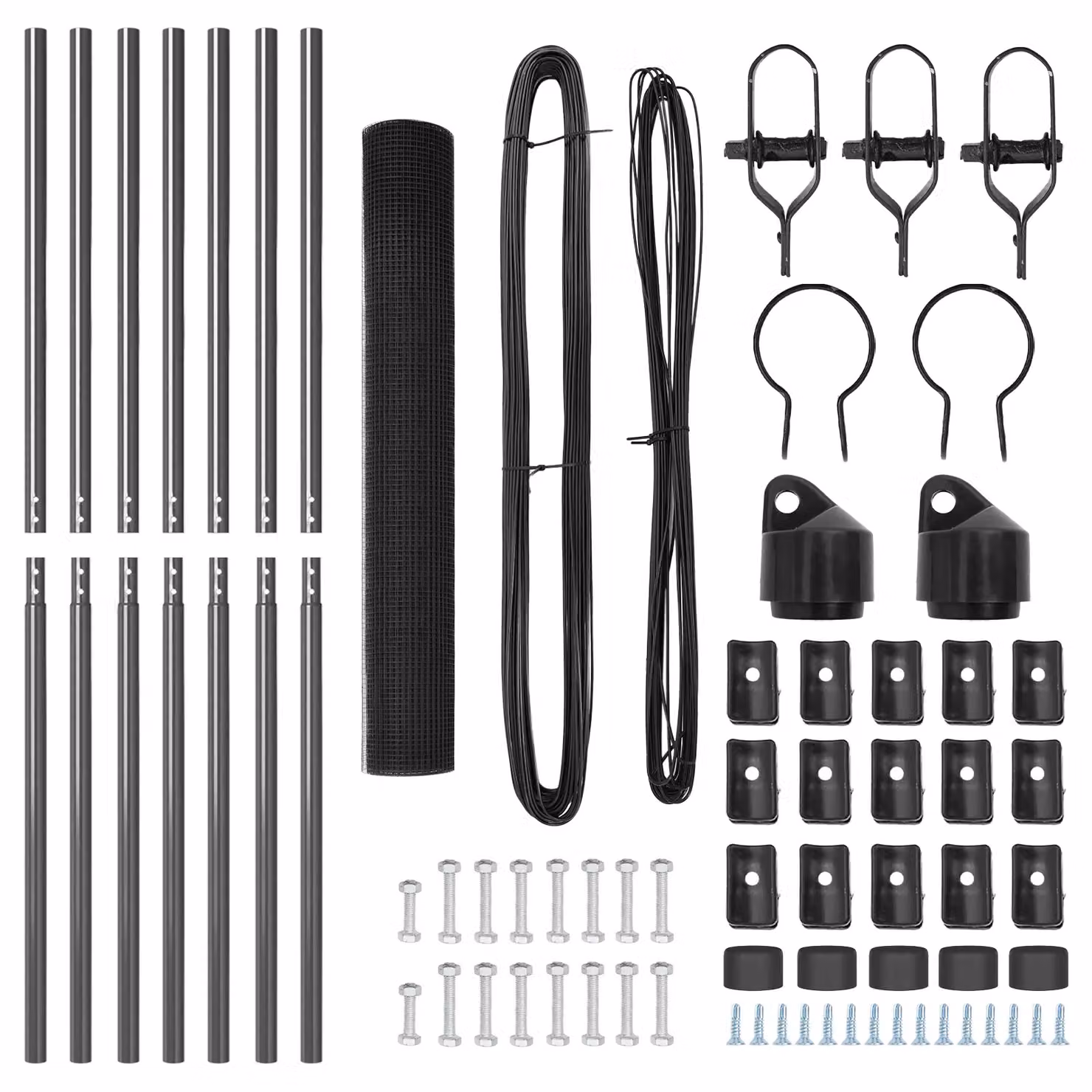 Berkfield Home Grey Steel Welded Wire Fence with 7 Round Posts, W: 10 m, H: 1.4 m – 4