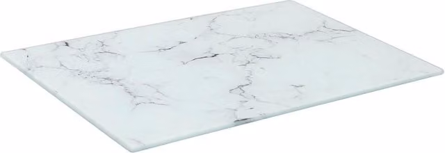 Harbour Housewares Rectangular Glass Chopping Board with Marble Effect and Non-Slip Feet, White, Width: 20 cm