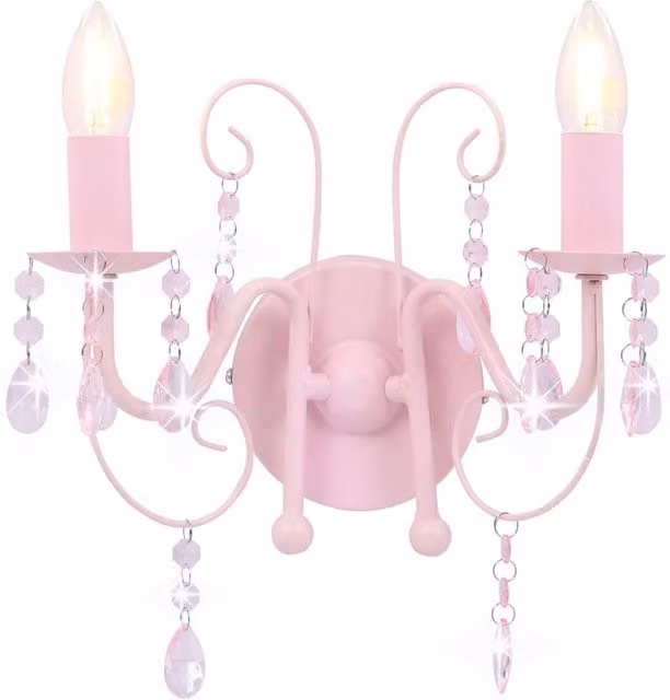 Berkfield Home Pink Bead Wall Lamp with 2 x E14 Bulbs
