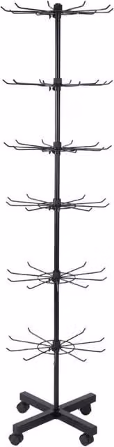 SPETLEK 6 Tier Rotating Retail Display Stand Spinner Shelf, Black, Height: 160 cm, Width: 40 cm
