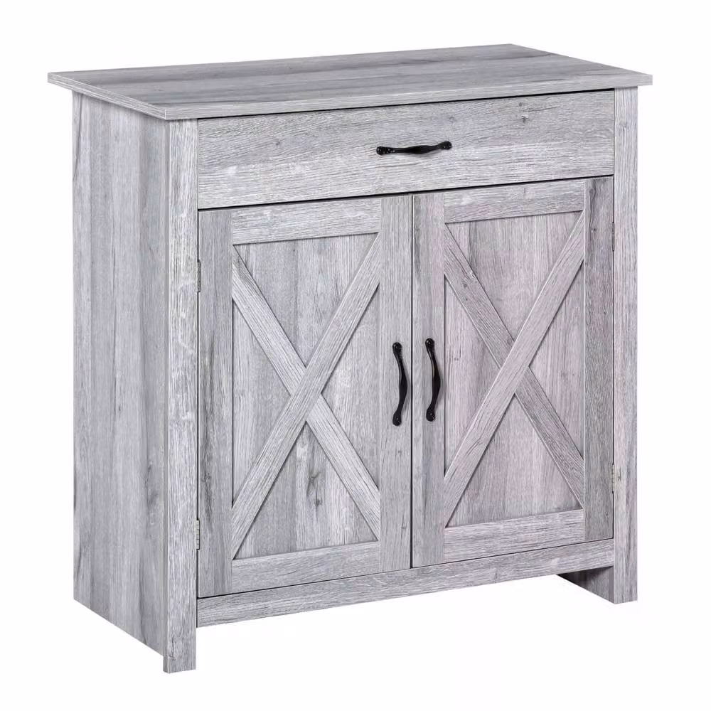 Wyld Haus Toro Noyo Grey Grain Farmhouse Sideboard with Sliding Barn Doors – 2