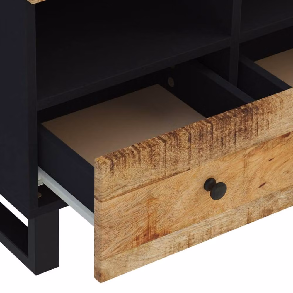 Berkfield Home Industrial Mango Wood TV Cabinet in Natural and Black, W/D/H: 70 x 33 x 46 cm – 4