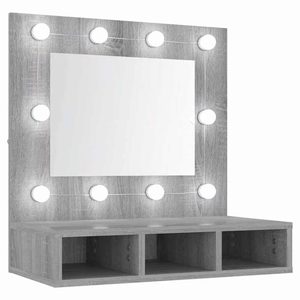 Berkfield Home Mirror Cabinet with LED Lighting in Grey Sonoma, W: 60 cm, D: 31.5 cm, H: 62 cm – 2