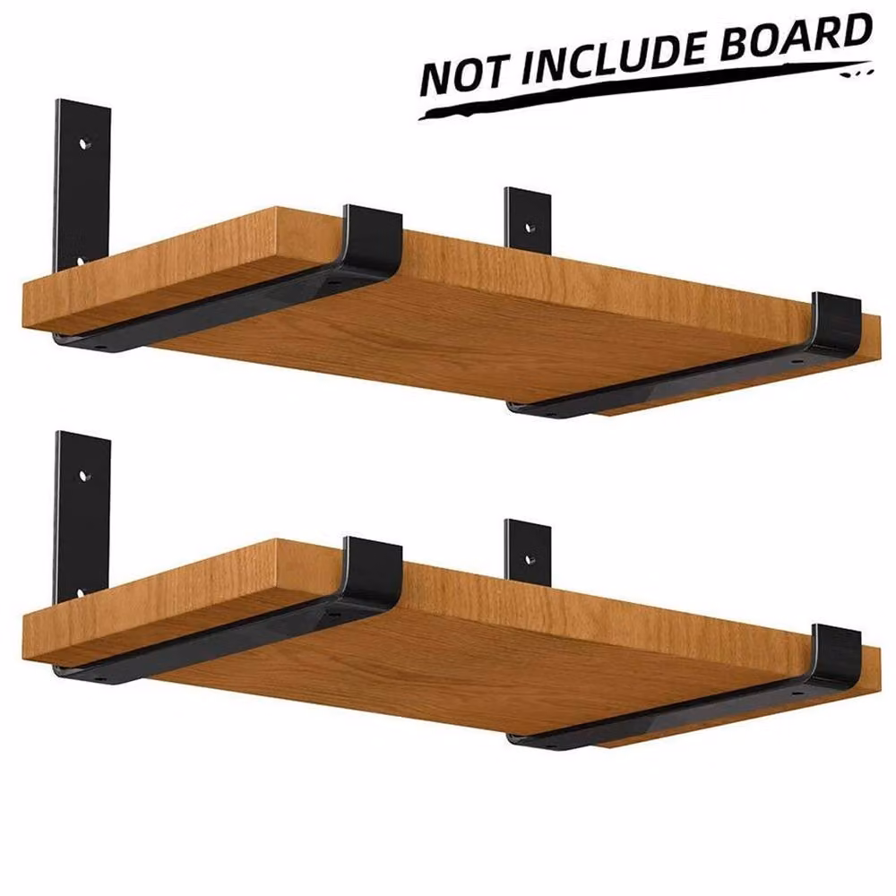 SPETLEK Industrial Rustic Steel Shelf Brackets in Matt Black with Screws, 2x 25 cm – 3