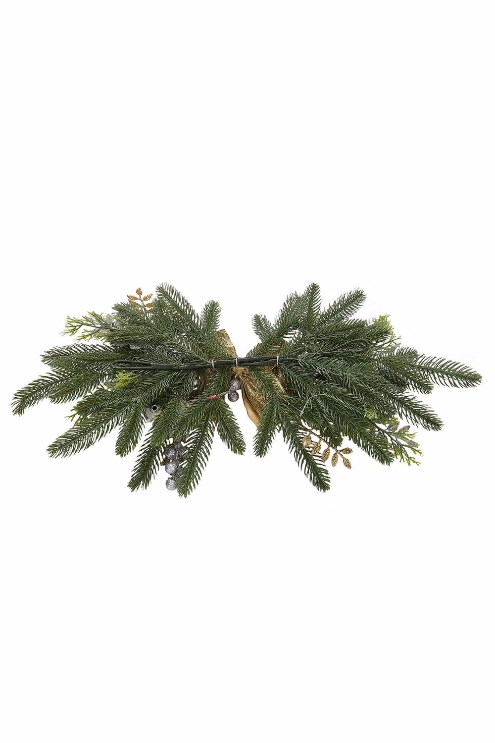 Living and Home Christmas Wall Hanging Swag Decoration in Green with Foliage and Baubles