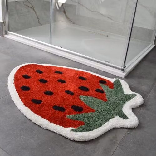 Mooky Mats Strawberry Non-Slip Bath Mat, Red and Green, W: 60 cm, D: 80 cm – 2