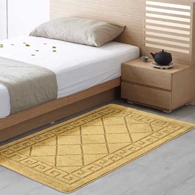 Smart Living Tribela Non Slip Machine Washable Striped Gel Door Mat, Ochre, W: 60 cm, L: 220 cm