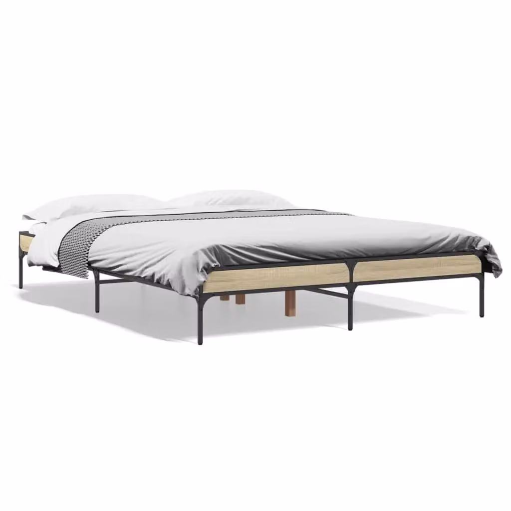 Berkfield Home Sonoma Oak Bed Frame in Brown W/D/H: 140 x 200 cm – 2