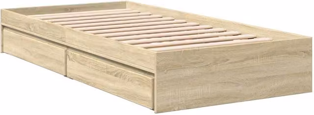 Berkfield Home Modern Bed Frame with Drawers in Light Oak, W/D/H: 100 x 200 x 102 cm – 1