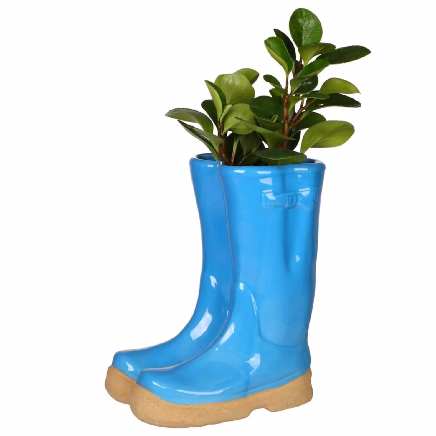 Dibor Ceramic Blue and Beige Indoor Outdoor Flower Pot Planter H: 29.5 cm, W: 24 cm – 2