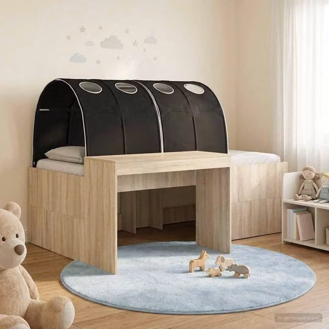 Berkfield Home 3-Piece Bed with Tunnel in Artisan Oak and Black Engineered Wood, Brown – 1