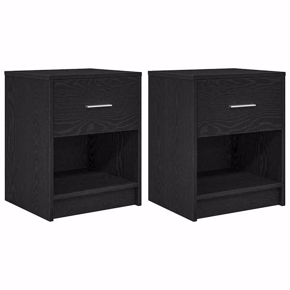 Berkfield Home Set of 2 Durable Black Bedside Cabinets with Drawer, W/D/H: 40 x 34 x 50 cm – 2