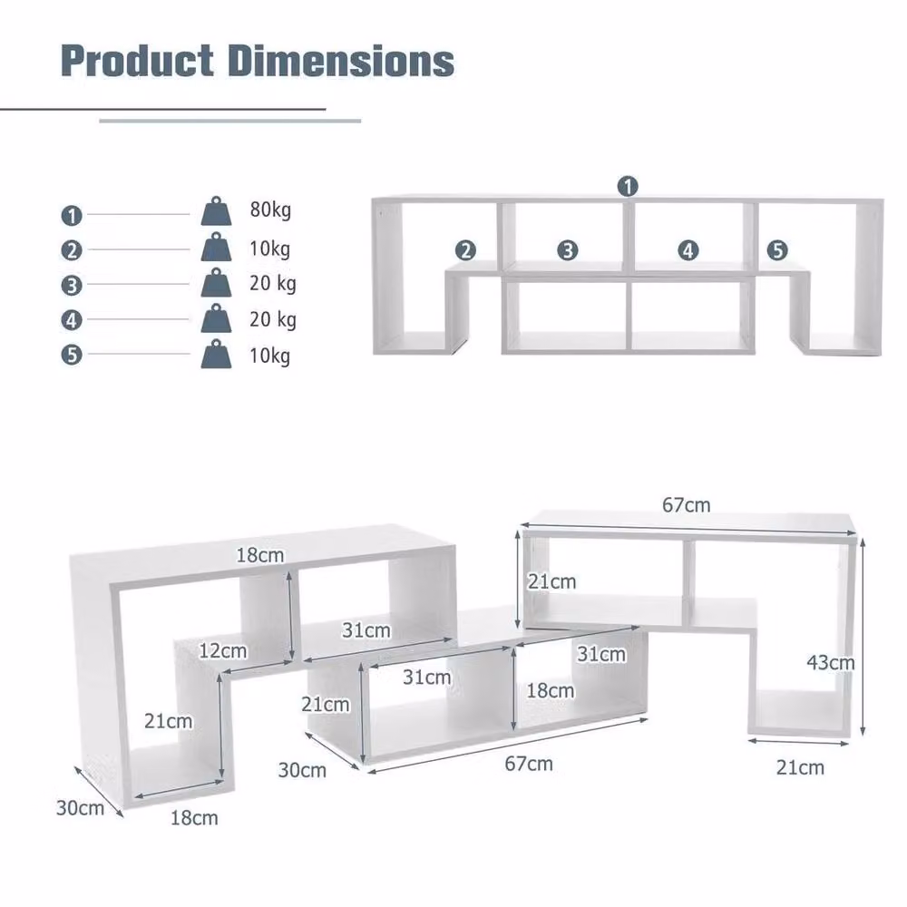 KORVIXA 3-Piece Modern Matt White TV Console Stand – 2