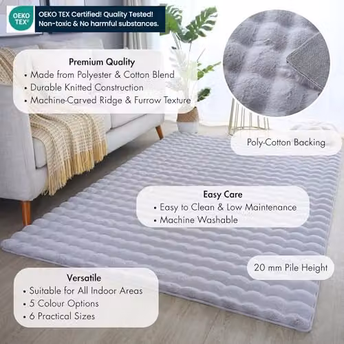 Desire Rugs Orbie Modern Grey Washable Machine Woven Area Rug, W: 200 cm, D: 60 cm – 2