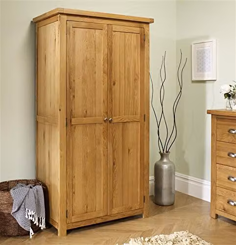 Birlea Woburn 2 Door Oak Wood Wardrobe in Brown, W/D/H: 97 x 57 x 185 cm – 2