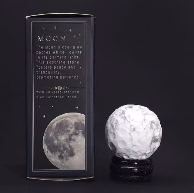 KDMD White Howlite Planet on a Sola Goldstone Stand