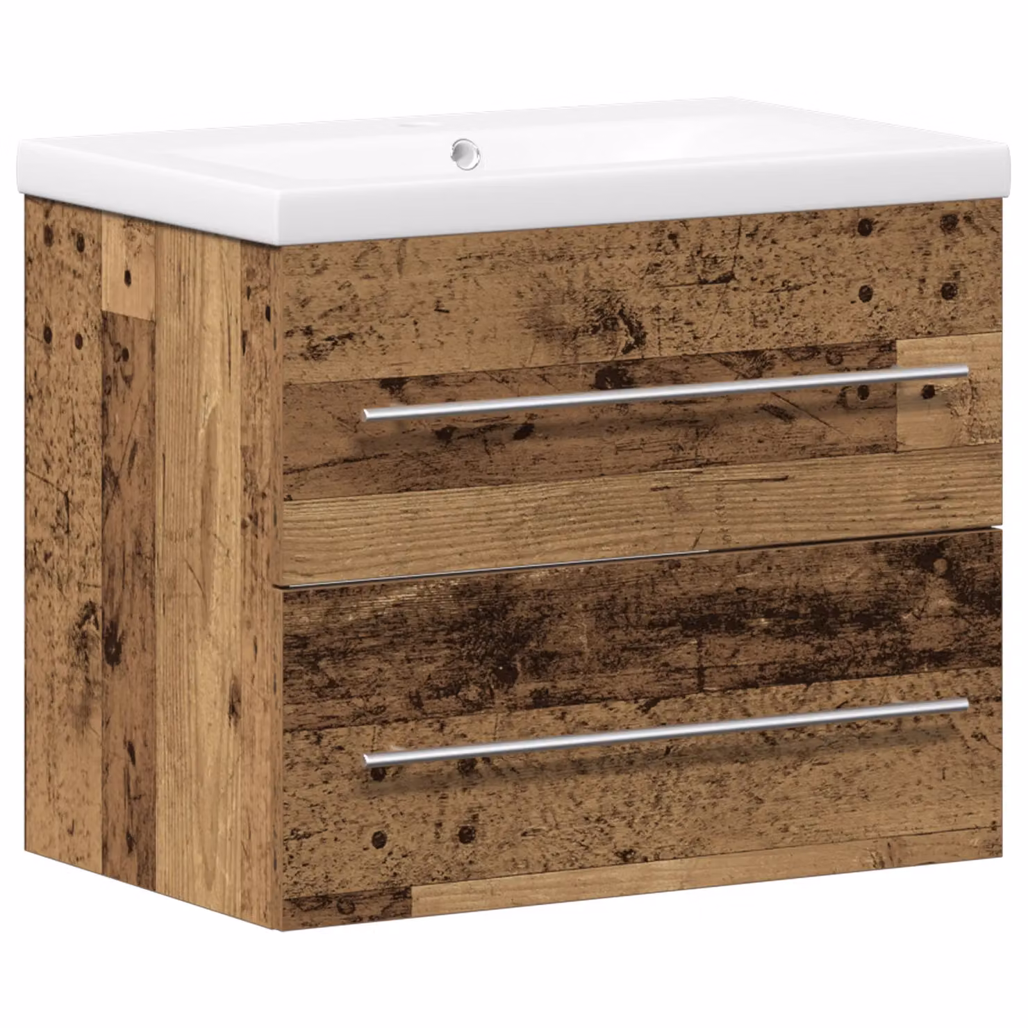Berkfield Home Bathroom Sink Cabinet with Built-in Basin in Brown Old Wood, W/D/H: 60.0 x 38.5 x 48.0 cm – 2