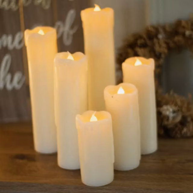 Marco Paul White Wax Pillar Christmas Battery Operated Candles with Flicker Effect