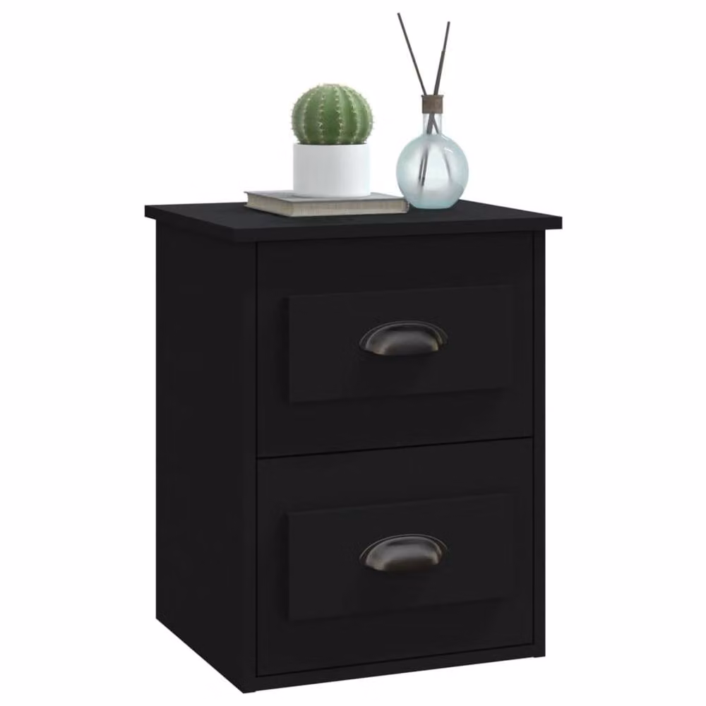 Berkfield Home Elegant Wall-mounted Bedside Cabinets, 2 Piece, Black, W/D/H: 41.5 x 36 x 53 cm – 4
