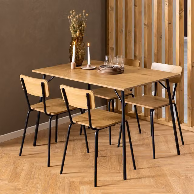 Furniture To Go Peru Rectangular Dining Table in Wild Oak and Black