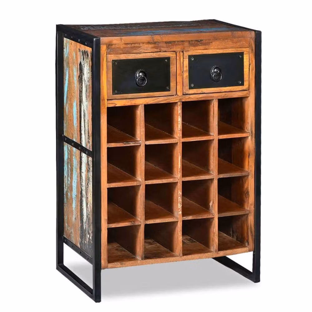 Berkfield Home Industrial Wine Rack for 16 Bottles in Brown Reclaimed Wood – 2