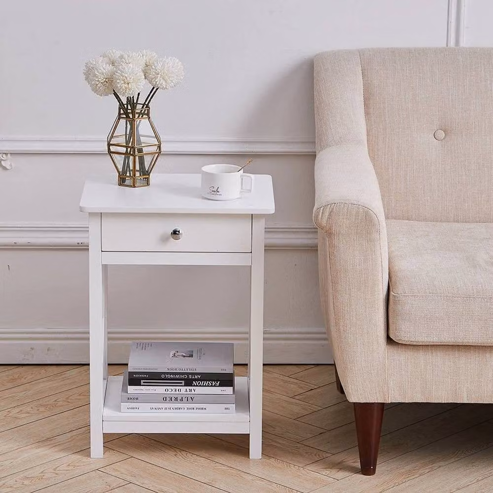 FORGEVIO White Modern Square Side Table with Matt MDF Laminate Finish – 2