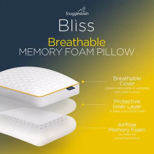 Snuggledown White Breathable Memory Foam Orthopedic Pillow for Side Sleepers, W/D/H: 64 x 38 cm – 5