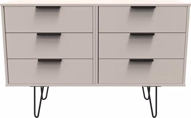 Ready Assembled 2 U Fuji 6 Drawer Wide Chest in Taupe/Beige – 1