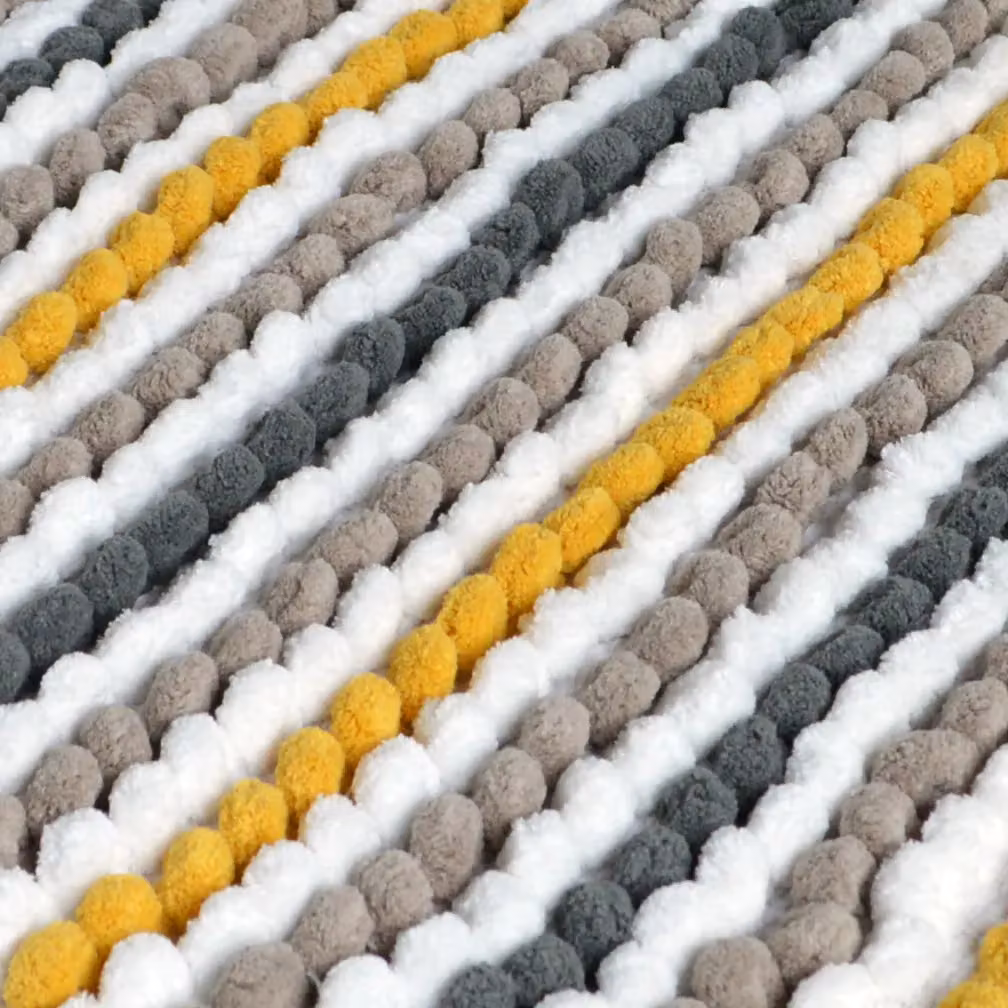 Allure Bath Fashions Striped Chunky Bobble Pedestal Mat, Multicolour (Yellow, Grey), W/D/H: 50 x 50 x 2 cm – 5