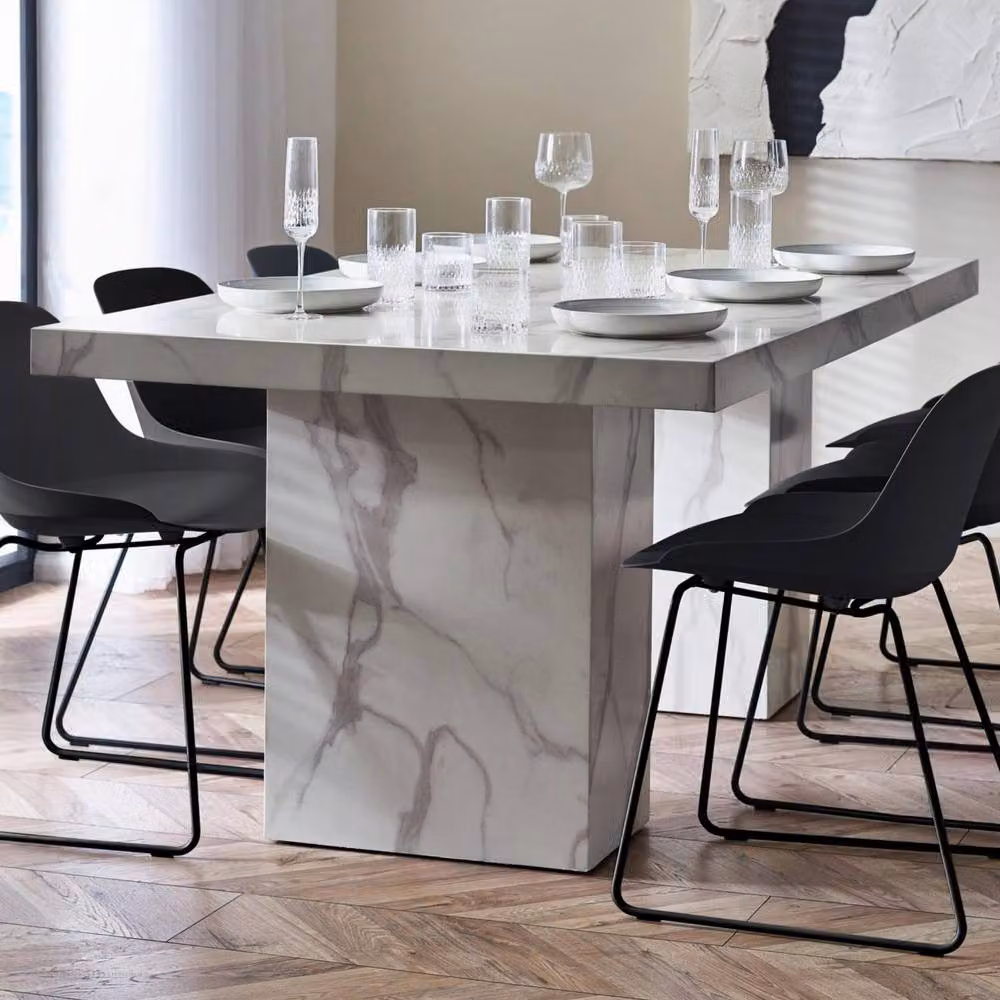 Cheshire Premium Roma 180cm Modern White Stone Effect Dining Table – 2
