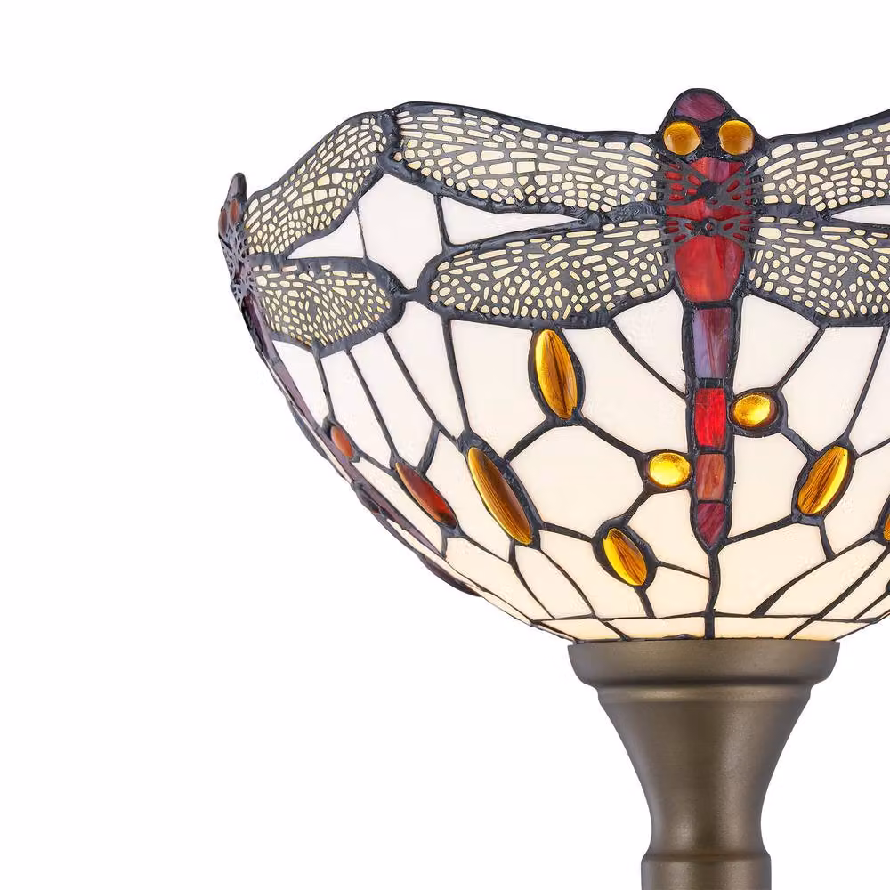First Choice Lighting Basil Tiffany Dragonfly Uplighter Floor Lamp in Bronze, Height: 167 cm – 2