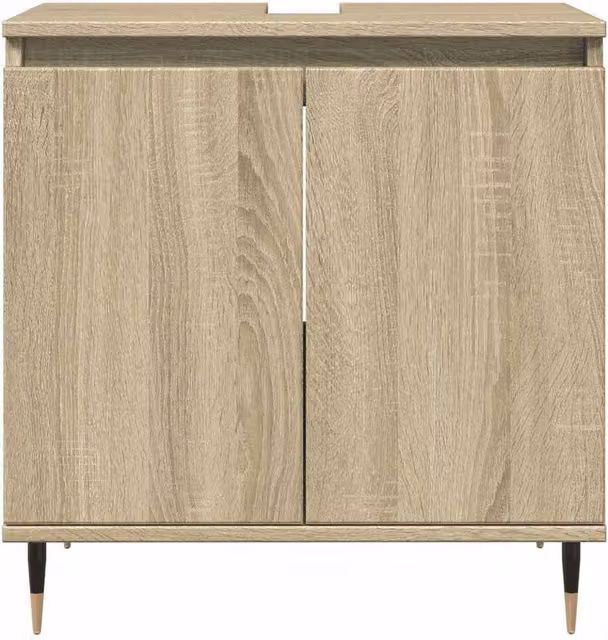 Berkfield Home Sonoma Oak Bathroom Cabinet in Beige and Brown, W/D/H: 58 x 33 x 60 cm